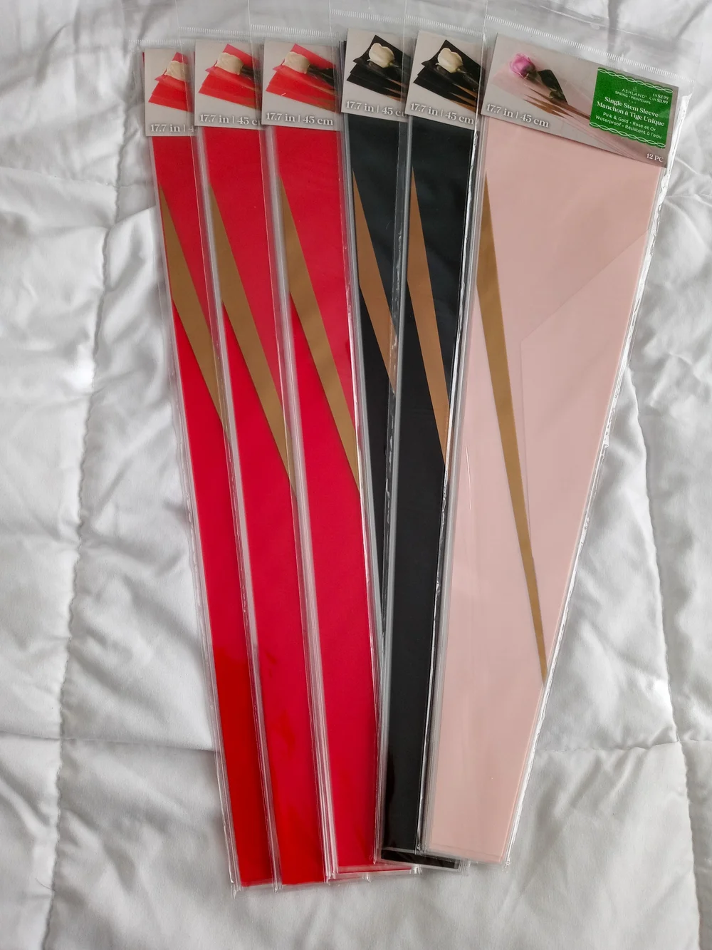 Ashland Floral Wraps - Red, Black & Blush with Gold Stripe